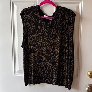 Claudia Richard Black and Brown Sleeveless Patterned Blouse